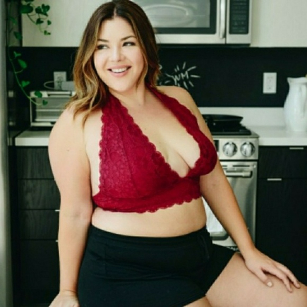 3 LEFT Plus Size Lace Halter Bralette